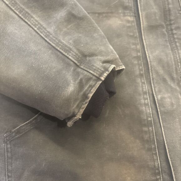 VTG Y2K Carhartt Mens XL Detroit Black Charcoal Duck Canvas Coat Quilt Lining - Picture 10 of 16